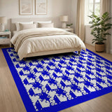 Blue Houndstooth Geometric Area Rug