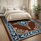 Navy Blue Medallion Traditional Persian Area Rug