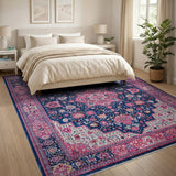 Navy Hot Pink Persian Area Rug