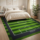 Geometric Modern Soccer Field Green Area Rug