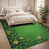 Lush Green Ivy Frame with Yellow Flowers Area Rug