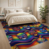 Vibrant Rainbow Opera Mask Kids Area Rug