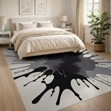 Abstract Ink Splatter Black White Area Rug