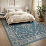 Ornate Teal Persian Medallion Area Rug