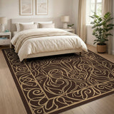 Ornate Gold Vine Floral Area Rug