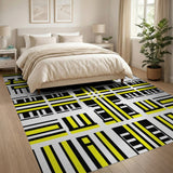 Geometric Modern Yellow Bold Yellow Black Geometric Area Rug