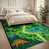 Dinosaur Forest Adventure Path Kids Rug