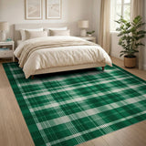 Rustic Farmhouse Classic Green Plaid Area Rug