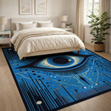 Mystical All-Seeing Eye Blue Geometric Area Rug