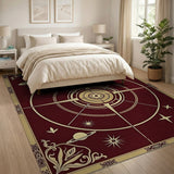 Celestial Compass Rose Red Area Rug