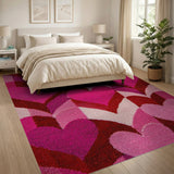 Vibrant Pink Hearts Chevron Area Rug