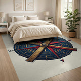 Nautical Compass Rose Ruler Area Rug