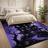 Purple Haunted Mansion Halloween Area Rug