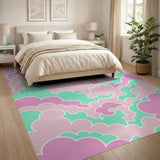 Whimsical Pink Mint Cloud Kids Area Rug