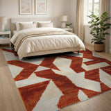 Bold Orange Geometric Area Rug