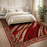 Red Abstract Wave Abstract Area Rug