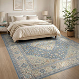 Traditional Persian Teal Medallion Persian Area Rug
