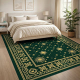 Emerald Green Gold Snowflake Heritage Rug