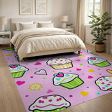 Cute Cartoon Cupcakes Pink Area Rug