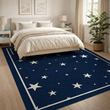 Starry Navy Blue Area Rug with White Frame