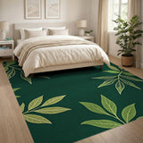 Emerald Green Leaf Silhouette Area Rug