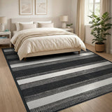 Bold Black White Striped No. 42 Area Rug