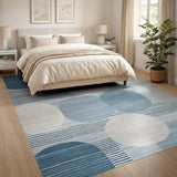 Blue Teal Geometric Circle Area Rug