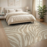 Beige Wavy Zebra Abstract Area Rug
