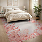 Blush Peony Floral Vintage Pink Area Rug