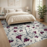 Deep Pink Floral Vine Area Rug