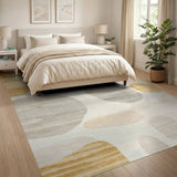 Beige and Neutral Abstract Pebble Beige Area Rug