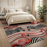 Pink Flamingo Zebra Wavy Area Rug
