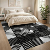 Bold Black Crosshatch Geometric Area Rug