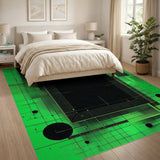 Vibrant Green Matrix Geometric Area Rug