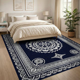 Navy Blue Traditional Persian Mandala Rug