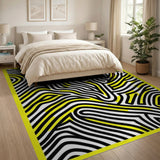 Bold Black Yellow Wavy Line Area Rug
