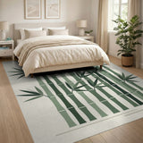 Stylized Green Bamboo Forest Area Rug