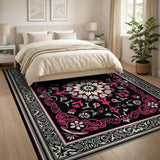 Traditional Persian Pink Ornate Pink Floral Medallion Persian Rug