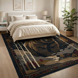 Majestic Grizzly Bear Starry Night Forest Rug