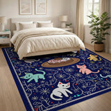Whimsical Cartoon Cats Donut Area Rug