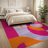 Pink Geometric Circle Area Rug