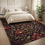 Ornate Red Purple Floral Vintage Area Rug