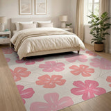Pink Blush Pink Hibiscus Floral Area Rug