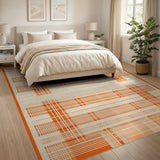 Bold Orange Grid Plaid Area Rug