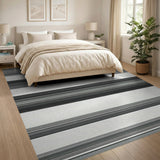 ODIKA Washable Modern Black and White Linear Striped Area Rug - Low Pile Non-Slip