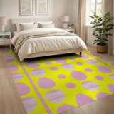 Playful Pink Easter Eggs Yellow Area Rug