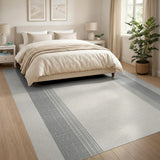 Gray Vertical Striped Beige Area Rug