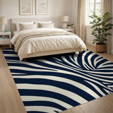 Navy Zebra Stripe Area Rug