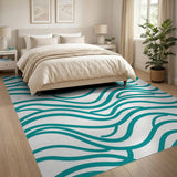 Teal Wavy Lines Area Rug
