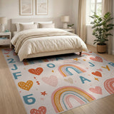 Rainbow Letters and Numbers Kids Area Rug